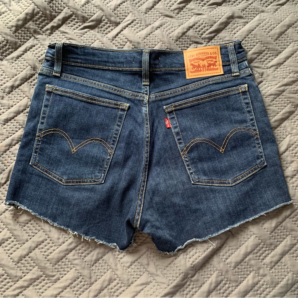 High Rise Dark Wash Levi's Shorts